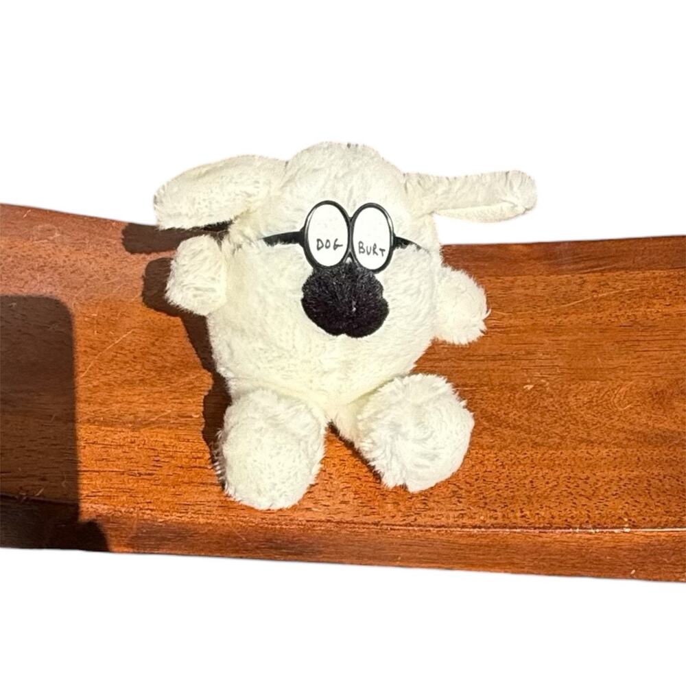 Dogbert Dilbert comic strip‎ cartoon dog plush White w/ Black Glasses 5" Toy EUC